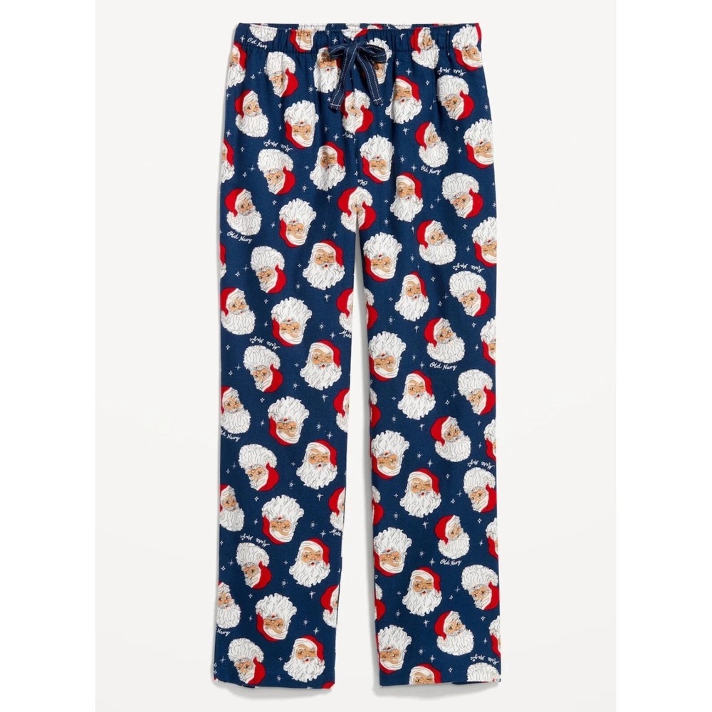 Old Navy Adult Unisex Flannel PJ Pants - Navy Blue Santa Walnut #741085 - XXXL